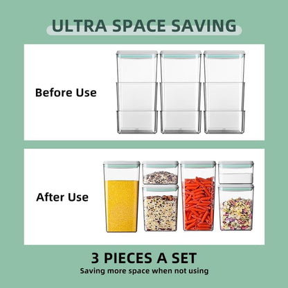 Airtight Food Storage Container Sets with Lids Pop Containers for Kitchen Pantry Organization BPA-Free Stackable Kitchen Storage Containers for Cereal Flour Sugar (0.5, 1.2, 1.8qt)*2