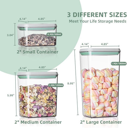 Airtight Food Storage Container Sets with Lids Pop Containers for Kitchen Pantry Organization BPA-Free Stackable Kitchen Storage Containers for Cereal Flour Sugar (0.5, 1.2, 1.8qt)*2