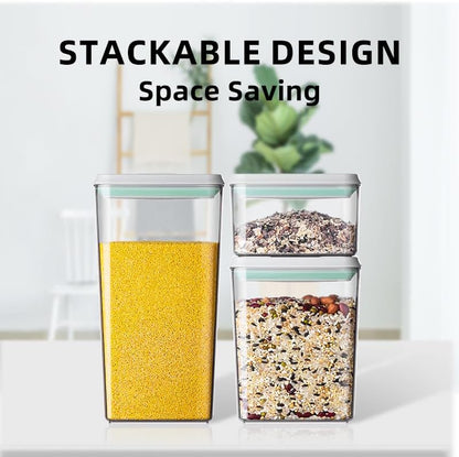 Airtight Food Storage Container Sets with Lids Pop Containers for Kitchen Pantry Organization BPA-Free Stackable Kitchen Storage Containers for Cereal Flour Sugar (0.5, 1.2, 1.8qt)*2