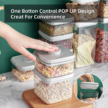 Airtight Food Storage Container Sets with Lids Pop Containers for Kitchen Pantry Organization BPA-Free Stackable Kitchen Storage Containers for Cereal Flour Sugar (0.5, 1.2, 1.8qt)*2