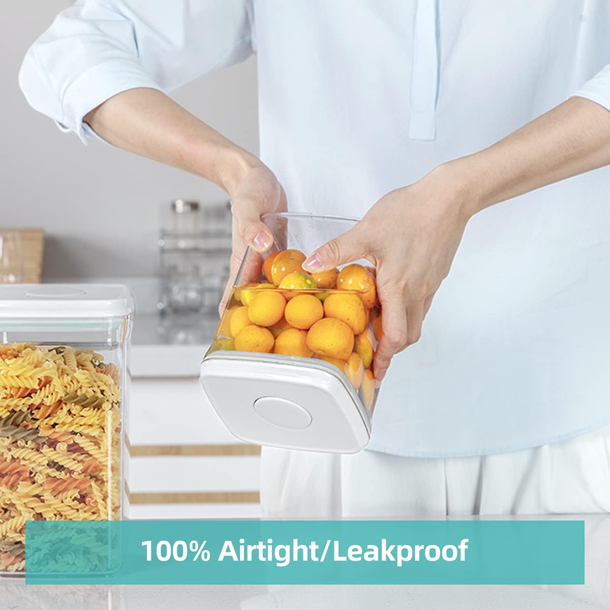 Airtight Food Storage Container Sets with Lids Pop Containers for Kitchen Pantry Organization BPA-Free Stackable Kitchen Storage Containers for Cereal Flour Sugar (0.5, 1.2, 1.8qt)*2