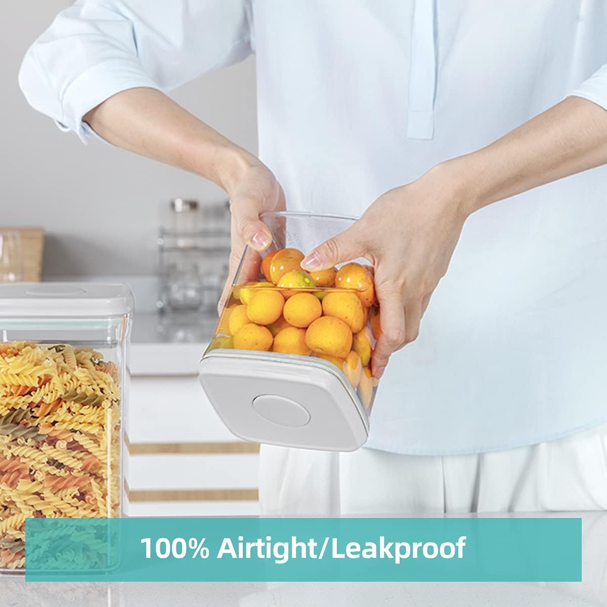 Airtight Food Storage Container Sets with Lids Pop Containers for Kitchen Pantry Organization BPA-Free Stackable Kitchen Storage Containers for Cereal Flour Sugar (0.5, 1.2, 1.8qt)*2