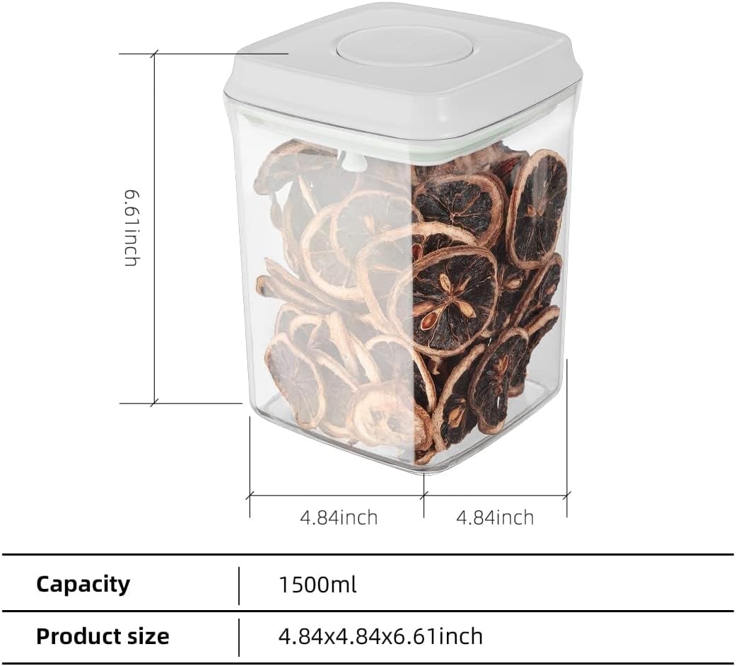 Airtight Food Storage Container Sets with Lids Pop Containers for Kitchen Pantry Organization BPA-Free Stackable Kitchen Storage Containers for Cereal Flour Sugar (0.5, 1.2, 1.8qt)*2