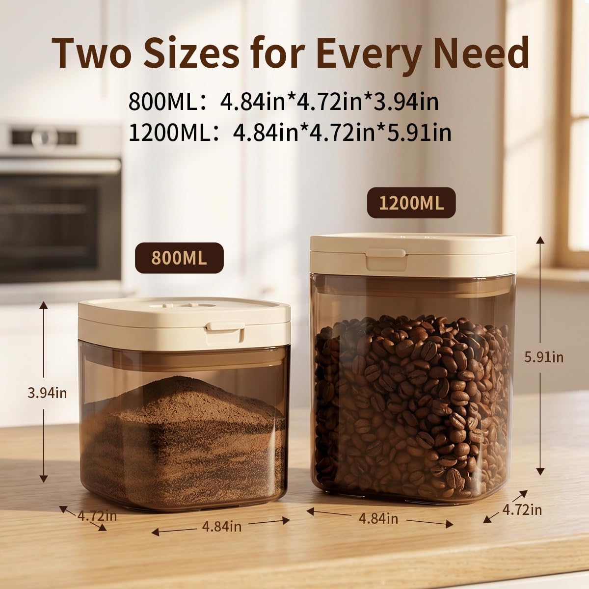 Airtight Food Storage Container Sets with Lids Pop Containers for Kitchen Pantry Organization BPA-Free Stackable Kitchen Storage Containers for Cereal Flour Sugar (0.5, 1.2, 1.8qt)*2