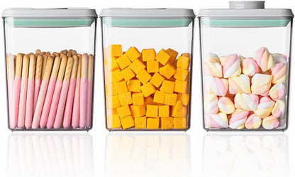 Airtight Food Storage Container Sets with Lids Pop Containers for Kitchen Pantry Organization BPA-Free Stackable Kitchen Storage Containers for Cereal Flour Sugar (0.5, 1.2, 1.8qt)*2