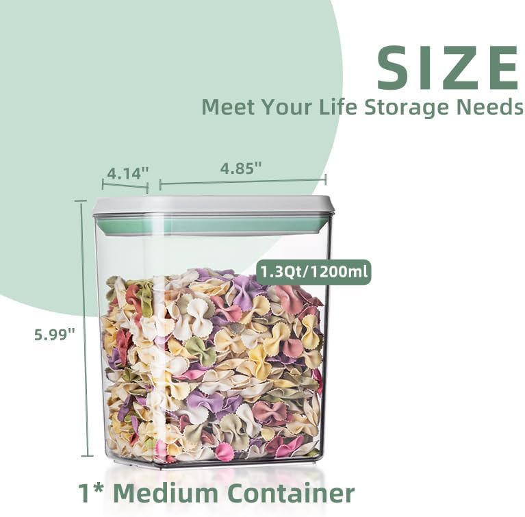 Airtight Food Storage Container Sets with Lids Pop Containers for Kitchen Pantry Organization BPA-Free Stackable Kitchen Storage Containers for Cereal Flour Sugar (0.5, 1.2, 1.8qt)*2