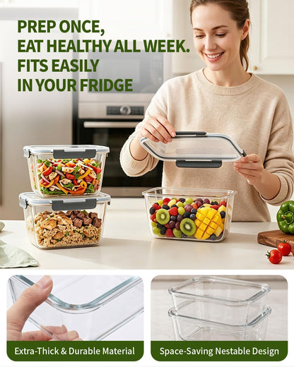 Airtight Food Storage Container Sets with Lids Pop Containers for Kitchen Pantry Organization BPA-Free Stackable Kitchen Storage Containers for Cereal Flour Sugar (0.5, 1.2, 1.8qt)*2