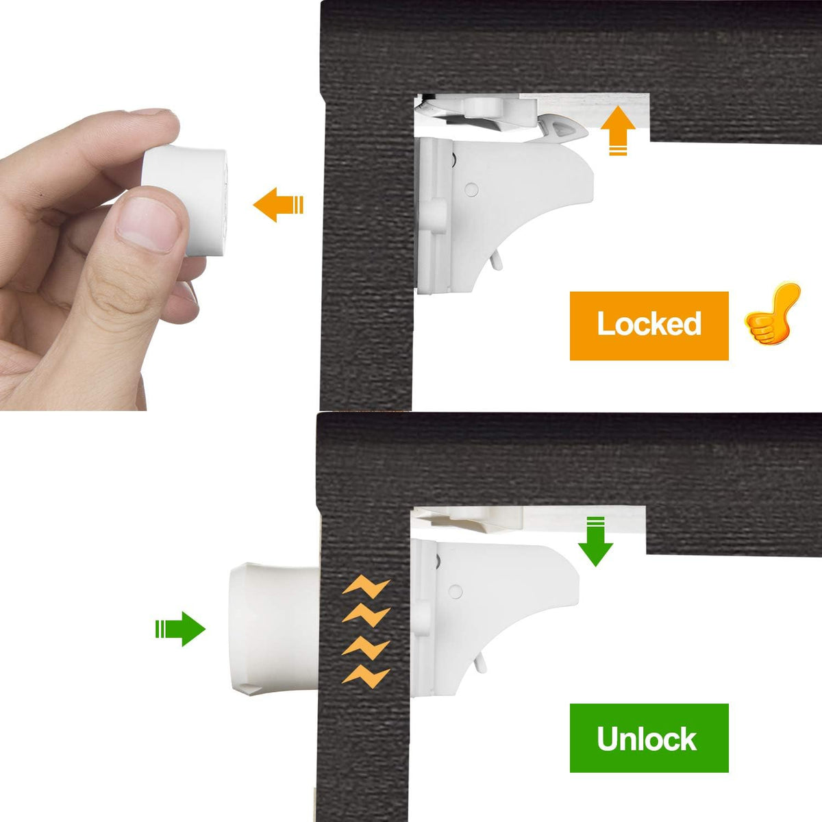 2 Pack Magnetic Cabinet Locks Keys - Extra Stronger Baby Proofing Magnet Drawer Replacement Keys (2)