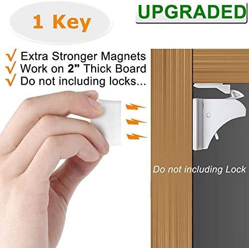 2 Pack Magnetic Cabinet Locks Keys - Extra Stronger Baby Proofing Magnet Drawer Replacement Keys (2)