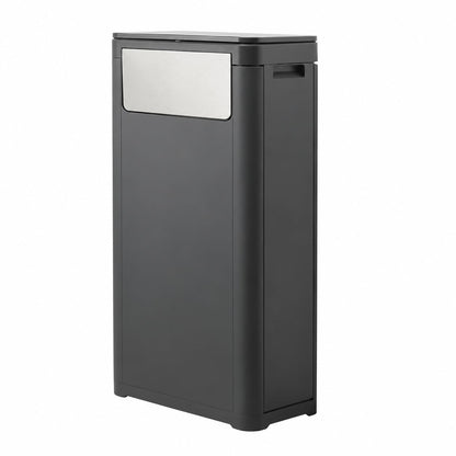 Bathroom Tall Skinny Trash Can with Lid, Balck, 6gallon
