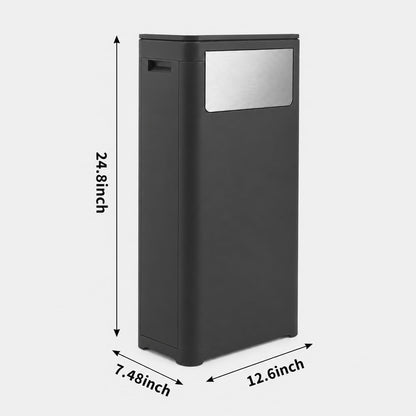 Bathroom Tall Skinny Trash Can with Lid, Balck, 6gallon