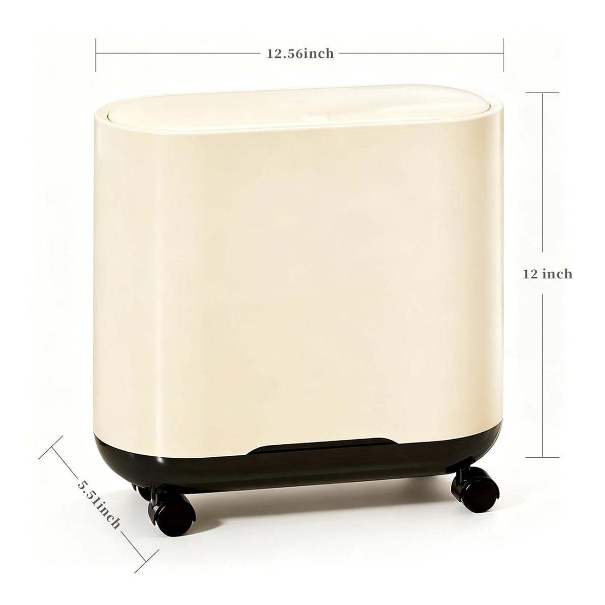 Bathroom Tall Skinny Trash Can with Lid, Balck, 6gallon