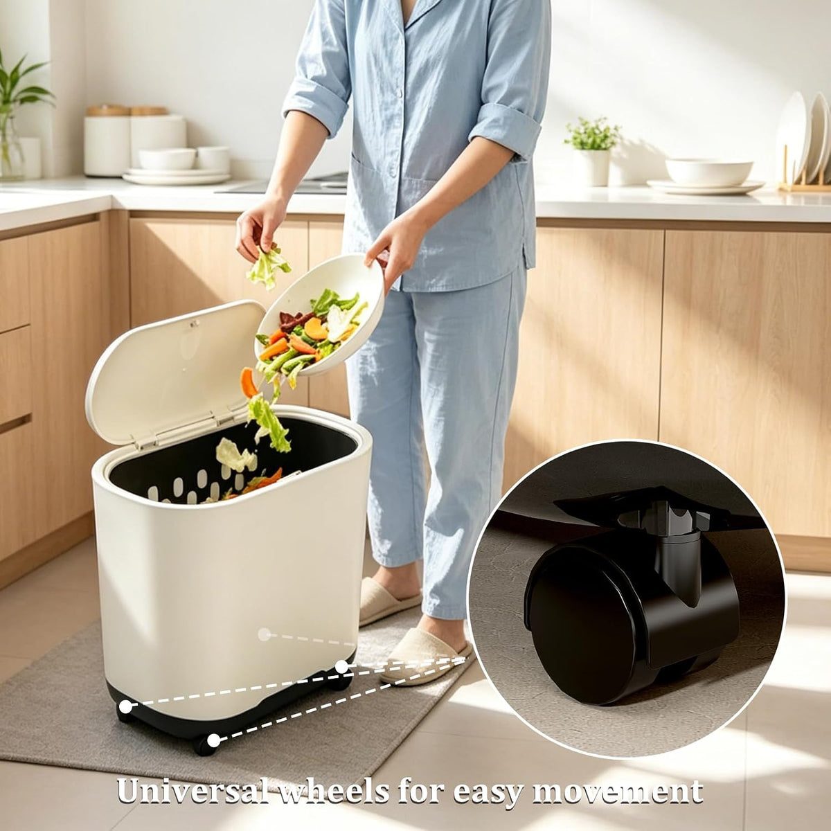 Bathroom Tall Skinny Trash Can with Lid, Balck, 6gallon