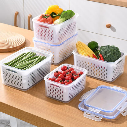5 Pack Fruit Storage Containers for Fridge Berry Containers for Fridge | Produce Containers with Removable Colander Berry Storage Containers Veggie BPA-Free Plastic Crisper for Long-Term Freshness