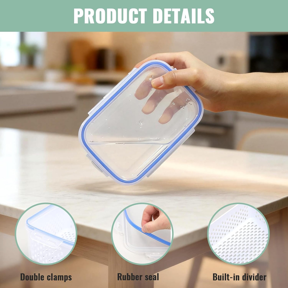 5 Pack Fruit Storage Containers for Fridge Berry Containers for Fridge | Produce Containers with Removable Colander Berry Storage Containers Veggie BPA-Free Plastic Crisper for Long-Term Freshness