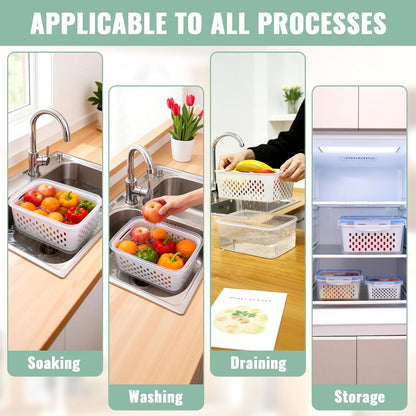 5 Pack Fruit Storage Containers for Fridge Berry Containers for Fridge | Produce Containers with Removable Colander Berry Storage Containers Veggie BPA-Free Plastic Crisper for Long-Term Freshness