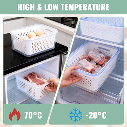 5 Pack Fruit Storage Containers for Fridge Berry Containers for Fridge | Produce Containers with Removable Colander Berry Storage Containers Veggie BPA-Free Plastic Crisper for Long-Term Freshness
