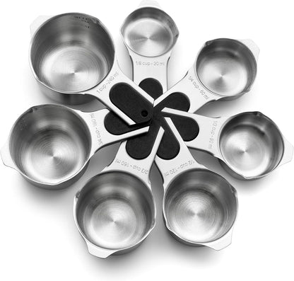 Magnetic Stainless Steel Measuring Cups Set of 7 Patented Black