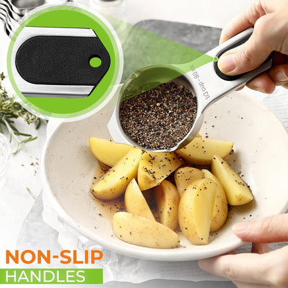 Magnetic Stainless Steel Measuring Cups Set of 7 Patented Black