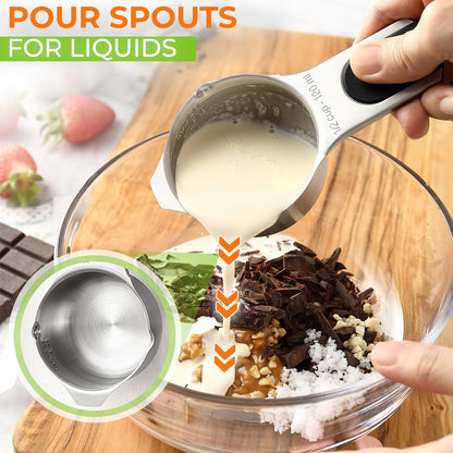 Magnetic Stainless Steel Measuring Cups Set of 7 Patented Black