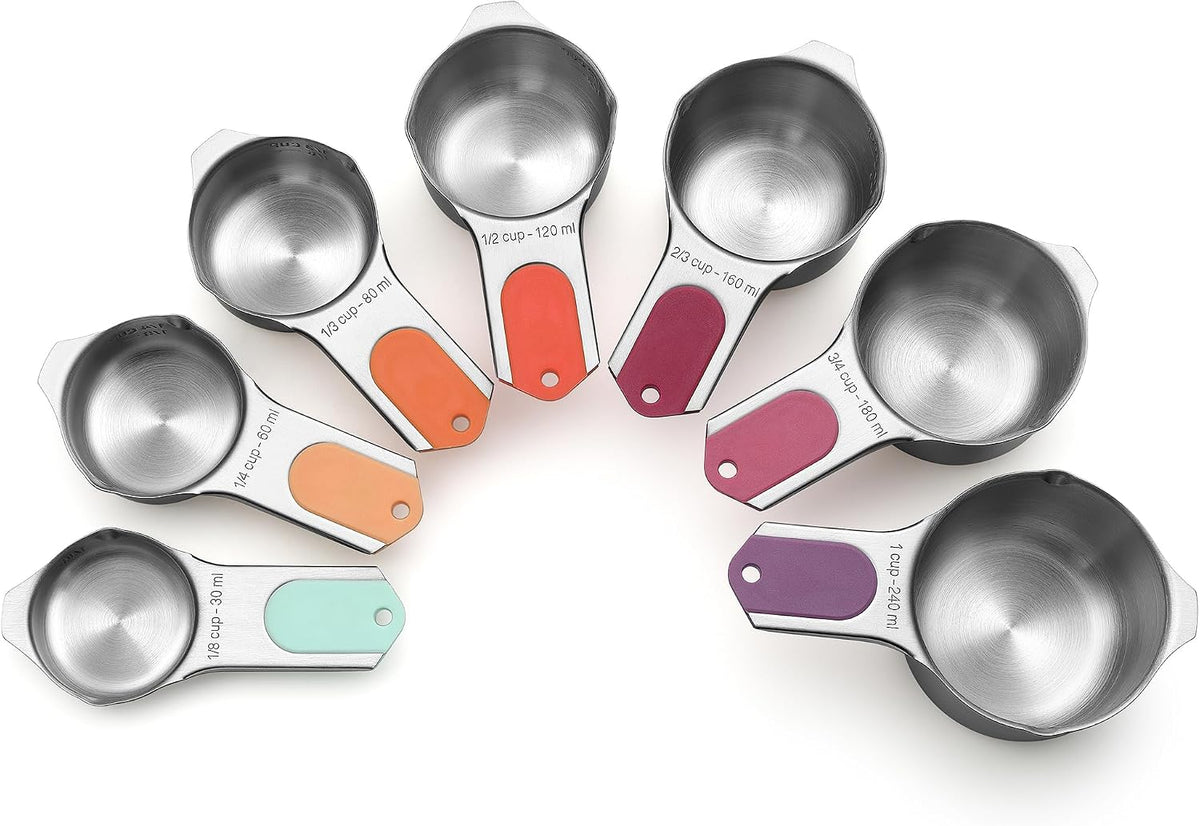Magnetic Stainless Steel Measuring Cups Set of 7 Patented Black