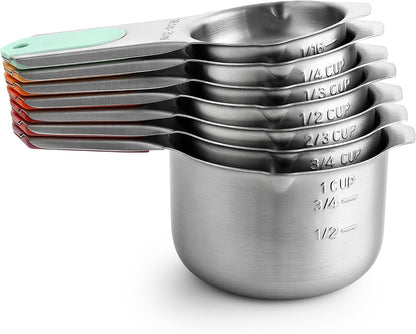 Magnetic Stainless Steel Measuring Cups Set of 7 Patented Black