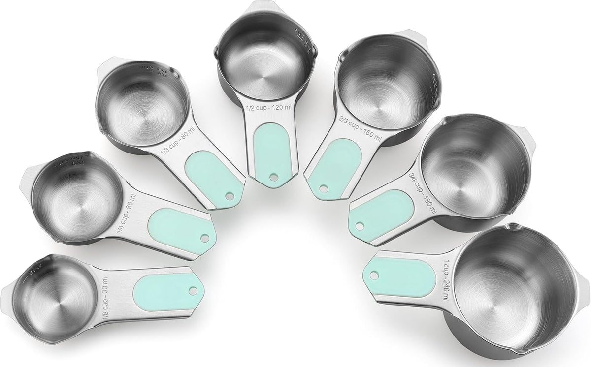 Magnetic Stainless Steel Measuring Cups Set of 7 Patented Black