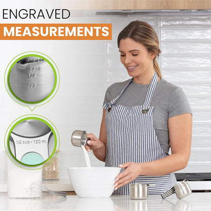 Magnetic Stainless Steel Measuring Cups Set of 7 Patented Black