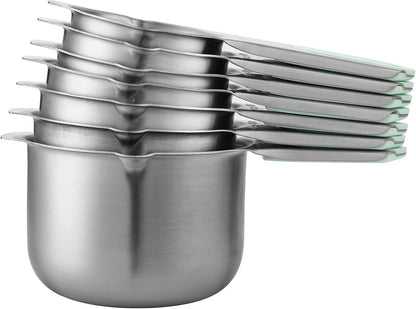 Magnetic Stainless Steel Measuring Cups Set of 7 Patented Black