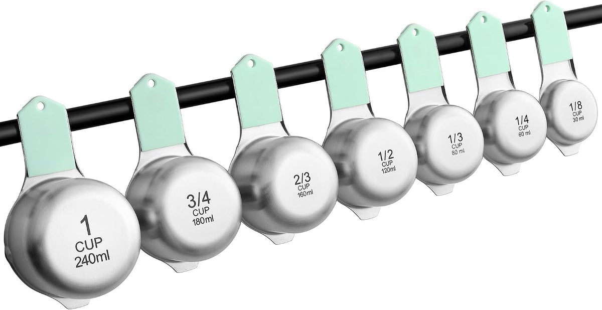 Magnetic Stainless Steel Measuring Cups Set of 7 Patented Black