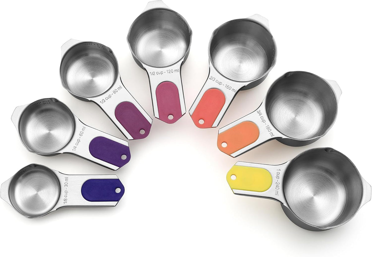 Magnetic Stainless Steel Measuring Cups Set of 7 Patented Black