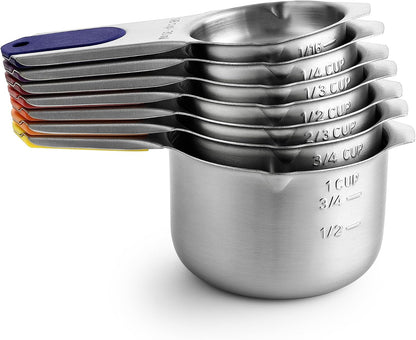 Magnetic Stainless Steel Measuring Cups Set of 7 Patented Black