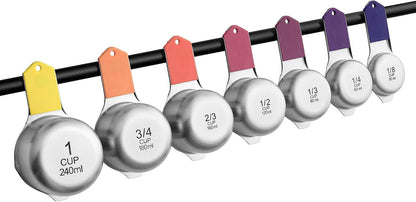 Magnetic Stainless Steel Measuring Cups Set of 7 Patented Black