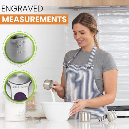 Magnetic Stainless Steel Measuring Cups Set of 7 Patented Black