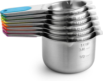 Magnetic Stainless Steel Measuring Cups Set of 7 Patented Black