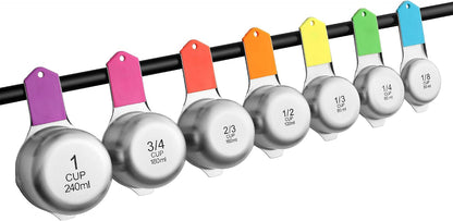 Magnetic Stainless Steel Measuring Cups Set of 7 Patented Black