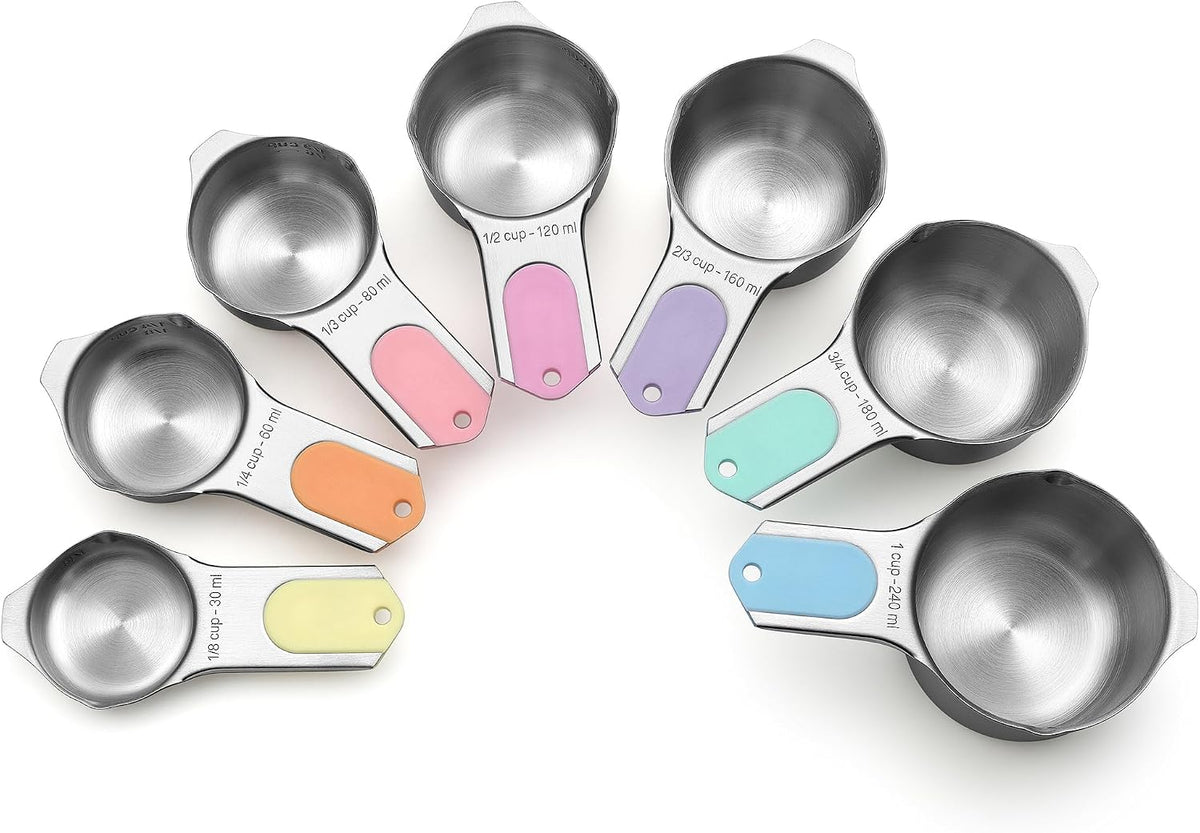 Magnetic Stainless Steel Measuring Cups Set of 7 Patented Black