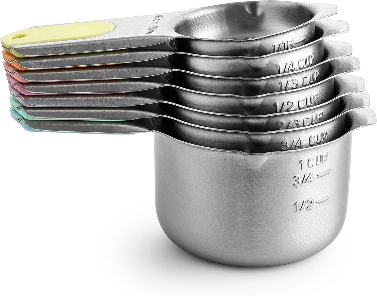 Magnetic Stainless Steel Measuring Cups Set of 7 Patented Black