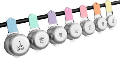 Magnetic Stainless Steel Measuring Cups Set of 7 Patented Black
