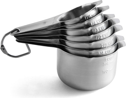 Magnetic Stainless Steel Measuring Cups Set of 7 Patented Black