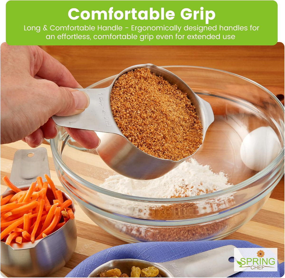 Magnetic Stainless Steel Measuring Cups Set of 7 Patented Black