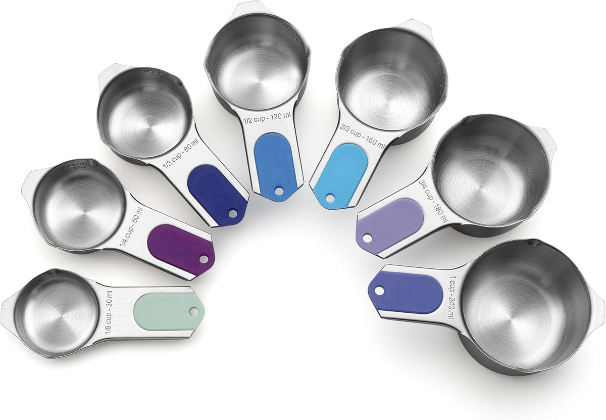 Magnetic Stainless Steel Measuring Cups Set of 7 Patented Black