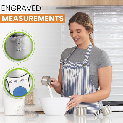 Magnetic Stainless Steel Measuring Cups Set of 7 Patented Black