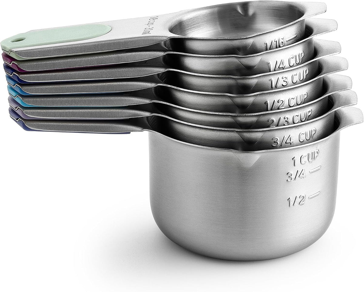 Magnetic Stainless Steel Measuring Cups Set of 7 Patented Black