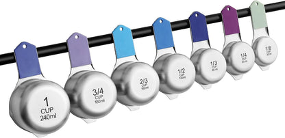 Magnetic Stainless Steel Measuring Cups Set of 7 Patented Black