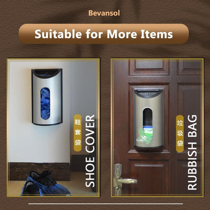 Grocery Plastic Bag Holder for Kitchen Trash Bag, Easy Wall Mount Bag Saver, Storage Dispenser Medium, Smudge Proof with Extra Wide Access Openings, Stainless Steel (Sliver)