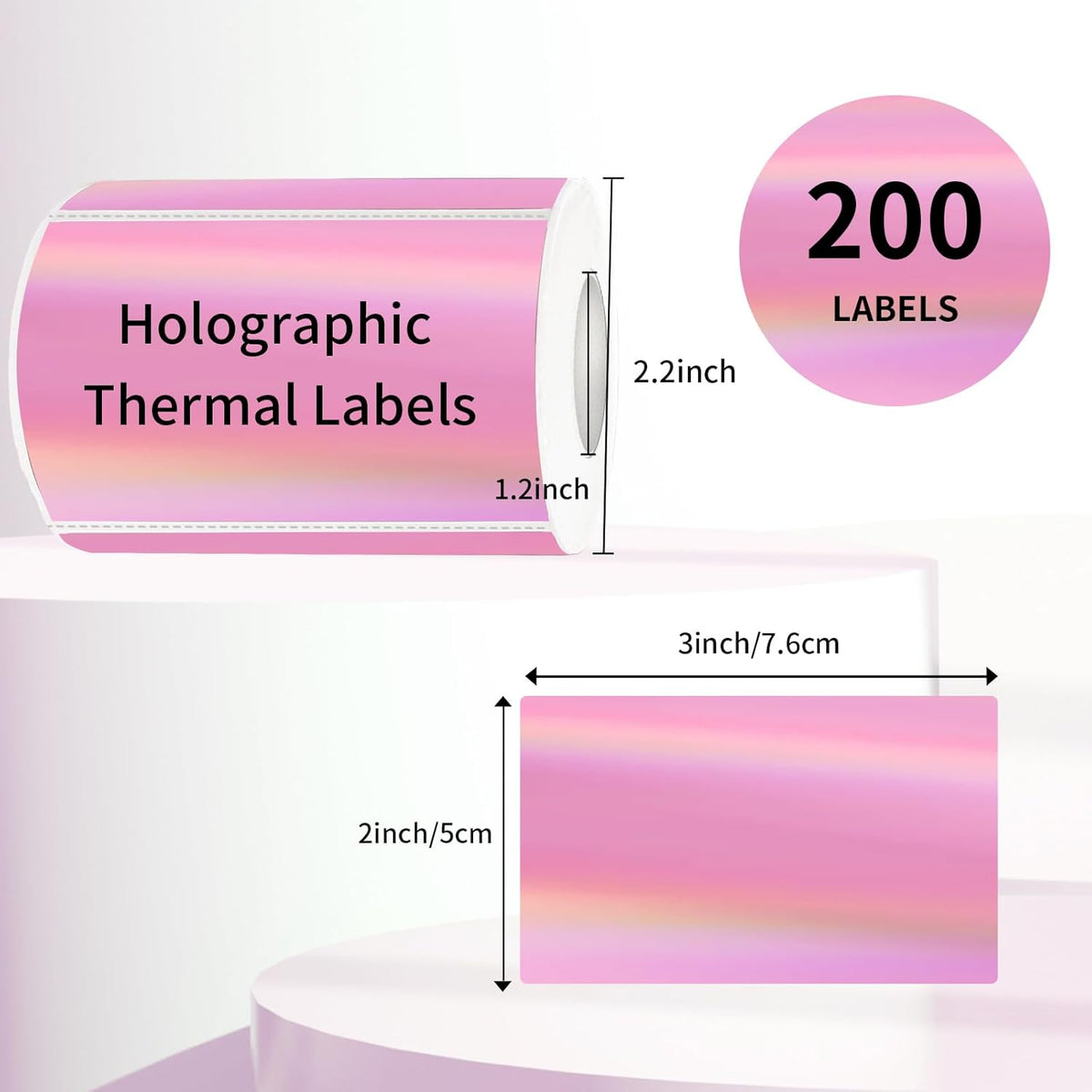 3x2 Inch Transparent Thermal Labels Stickers, Self-Adhesive Clear Waterproof Stickers for Logo Design, Direct Thermal Labels- 200 Sheets