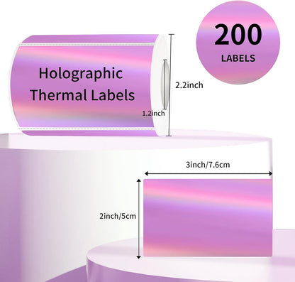 3x2 Inch Transparent Thermal Labels Stickers, Self-Adhesive Clear Waterproof Stickers for Logo Design, Direct Thermal Labels- 200 Sheets