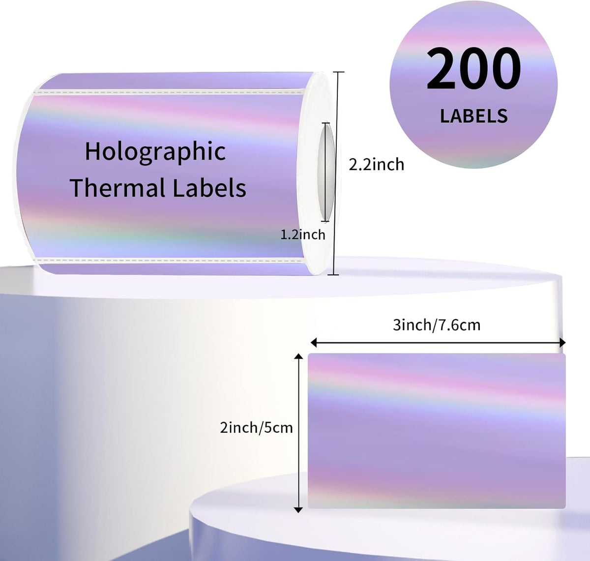 3x2 Inch Transparent Thermal Labels Stickers, Self-Adhesive Clear Waterproof Stickers for Logo Design, Direct Thermal Labels- 200 Sheets
