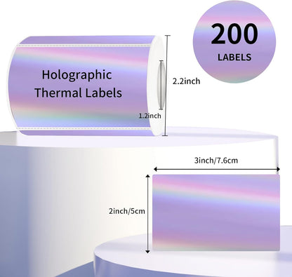 3x2 Inch Transparent Thermal Labels Stickers, Self-Adhesive Clear Waterproof Stickers for Logo Design, Direct Thermal Labels- 200 Sheets